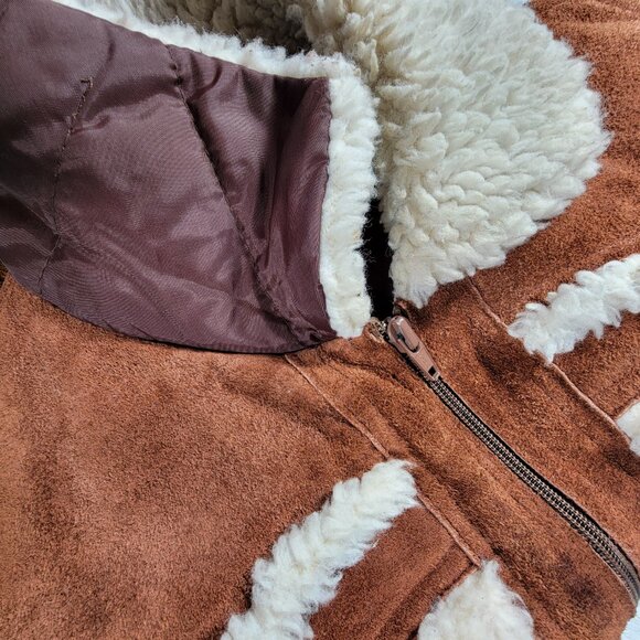 Vintage Vest 100% cowhide sherpa shell 1970s made in Taiwan Style 5280 Size L - Picture 16 of 16